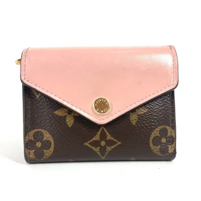 Pre-owned Louis Vuitton Monogram Brown Pink Rose Ballerine Monogram Wallet (bi-fold) () In Multi