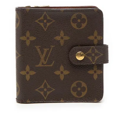 Pre-owned Louis Vuitton Monogram Brown Pvc Leather Wallet (bi-fold) ()