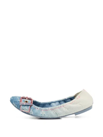 Pre-owned Louis Vuitton Monogram Buckle Ballet Flats In Blue