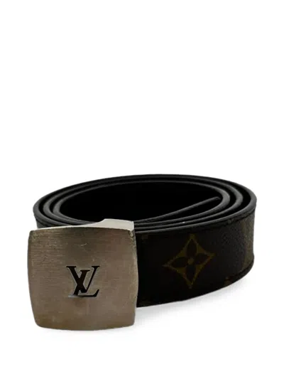 Pre-owned Louis Vuitton Monogram Buckled Belt In Brown