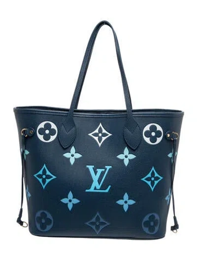Pre-owned Louis Vuitton Monogram By The Pool Neverfull W/pouch Mm 2023 In Blue
