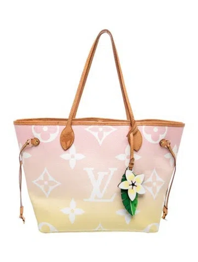 Pre-owned Louis Vuitton Monogram By The Pool Neverfull W/pouch Mm In Pink/yellow