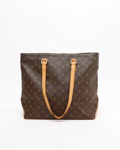 Pre-owned Louis Vuitton Monogram Cabas Mezzo Bag In Brown