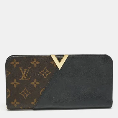 Pre-owned Louis Vuitton Monogram Canvas And Black Leather Kimono Wallet