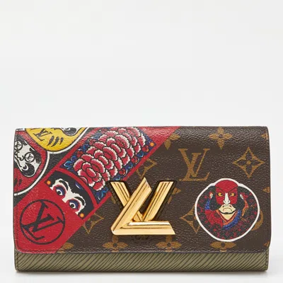 Pre-owned Louis Vuitton Monogram Canvas And Epi Leather Kabuki Twist Wallet In Multi