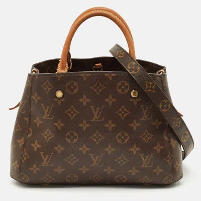 Pre-owned Louis Vuitton Monogram Canvas And Leather Montaigne Bb Bag In Brown