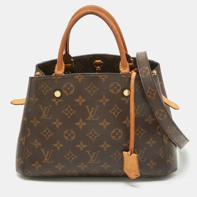 Pre-owned Louis Vuitton Monogram Canvas And Leather Montaigne Bb Bag In Brown