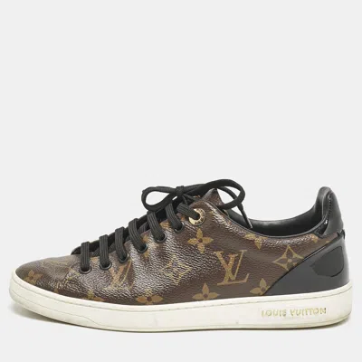Pre-owned Louis Vuitton Monogram Canvas And Patent Leather Frontrow Trainers Size 36.5