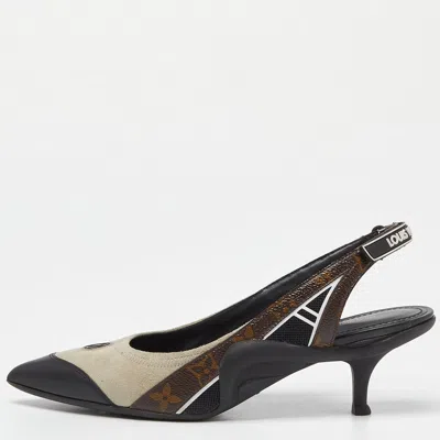 Pre-owned Louis Vuitton Monogram Canvas And Suede Archlight Slingback Pumps Size 39 In Multicolor