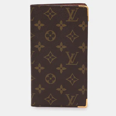 Pre-owned Louis Vuitton Monogram Canvas Bifold Long Wallet In Brown