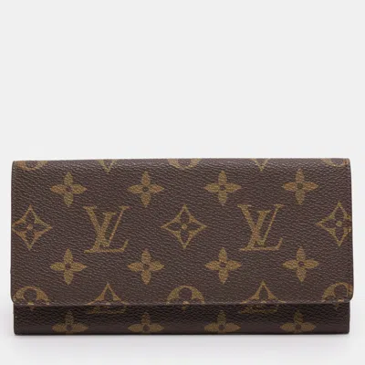 Pre-owned Louis Vuitton Monogram Canvas Bill Flap Wallet In Brown