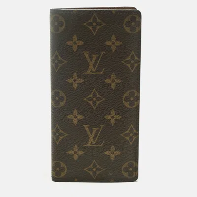 Pre-owned Louis Vuitton Monogram Canvas Brazza Wallet In Brown