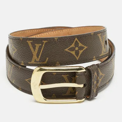 Pre-owned Louis Vuitton Monogram Canvas Buckle Belt 90 Cm
