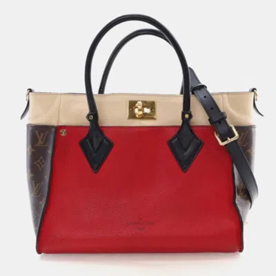 Pre-owned Louis Vuitton Monogram Canvas Calfskin On My Side Tote Mm In Multi