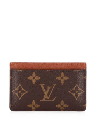 Pre-owned Louis Vuitton Monogram Canvas Card Holder In Brown