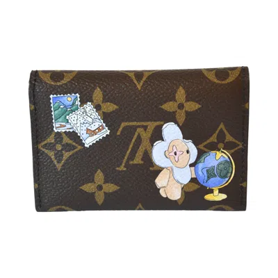 Pre-owned Louis Vuitton Monogram Canvas Card Holder With Vivienne Travel-themed Sticker Patterns