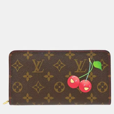 Pre-owned Louis Vuitton Monogram Canvas Cherry Porte Monnaie Zip Wallet In Brown