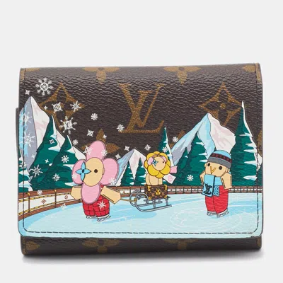 Pre-owned Louis Vuitton Monogram Canvas Christmas Animation Portefeuille Victorine Wallet In Brown