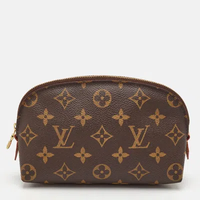 Pre-owned Louis Vuitton Monogram Canvas Cosmetic Pouch In Brown