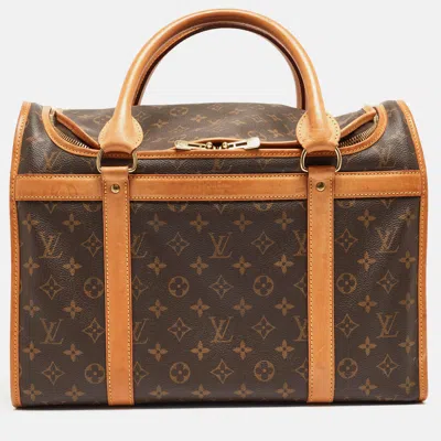 Pre-owned Louis Vuitton Monogram Canvas Dog Carrier 40 In Brown