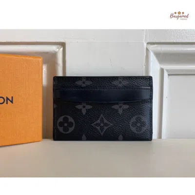 Pre-owned Louis Vuitton Monogram Canvas Eclipse Porte Card Holder In Black