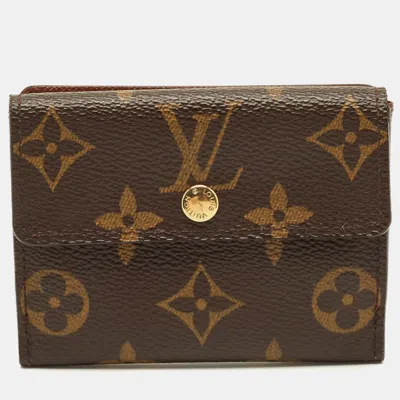 Pre-owned Louis Vuitton Monogram Canvas Flap Card Holder In Brown