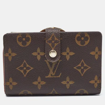 Pre-owned Louis Vuitton Monogram Canvas French Wallet In Brown