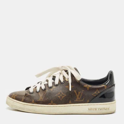 Pre-owned Louis Vuitton Monogram Canvas Frontrow Sneakers Size 36 In Brown