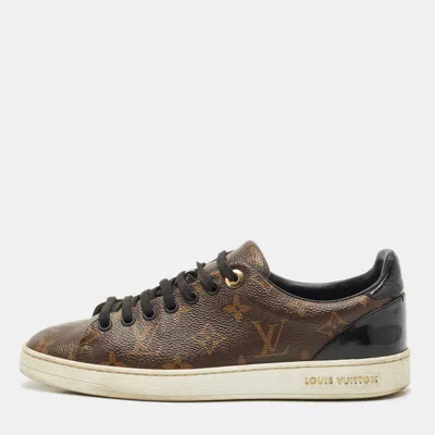 Pre-owned Louis Vuitton Monogram Canvas Frontrow Sneakers Size 37.5 In Brown