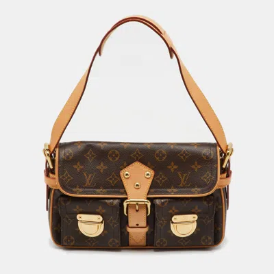 Pre-owned Louis Vuitton Monogram Canvas Hudson Pm Bag In Brown