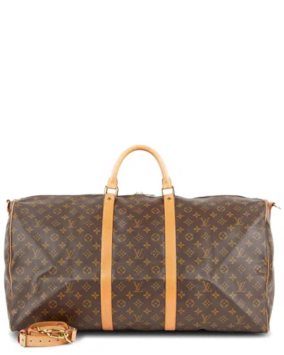Pre-owned Louis Vuitton Monogram Canvas Keepall Bandouliere 60 (authentic Pre-loved) In Brown