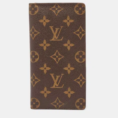 Pre-owned Louis Vuitton Monogram Canvas Long Bifold Wallet In Brown