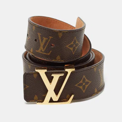 Pre-owned Louis Vuitton Monogram Canvas Lv Initiales Belt 110cm In Brown