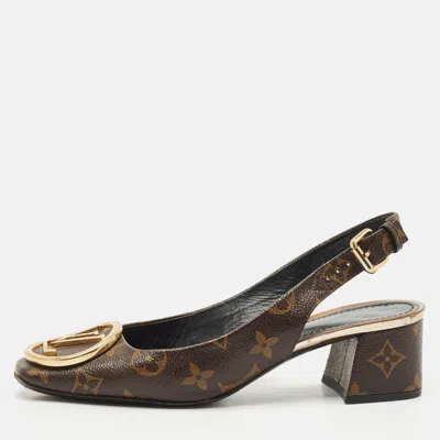 Pre-owned Louis Vuitton Monogram Canvas Madeleine Slingback Pumps Size 37