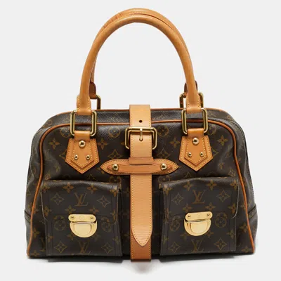 Pre-owned Louis Vuitton Monogram Canvas Manhattan Gm Bag In Brown