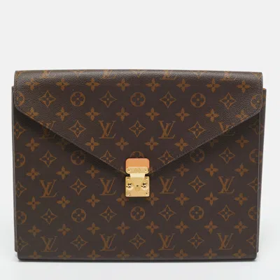 Pre-owned Louis Vuitton Monogram Canvas Mark Folder In Brown