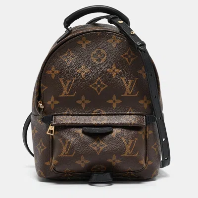 Pre-owned Louis Vuitton Monogram Canvas Mini Palm Springs Backpack In Brown