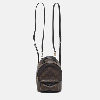 Pre-owned Louis Vuitton Monogram Canvas Mini Palm Springs Backpack In Brown