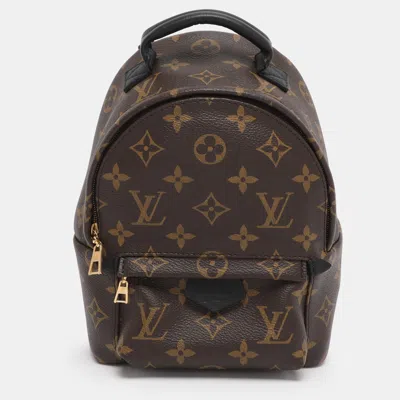 Pre-owned Louis Vuitton Monogram Canvas Mini Palm Springs Backpack In Brown