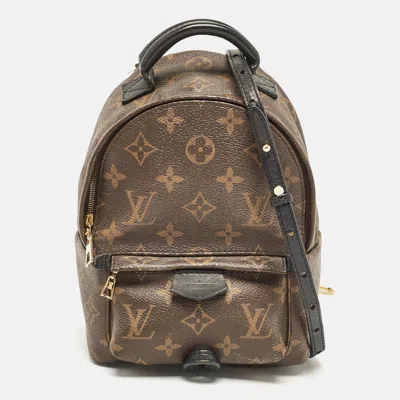 Pre-owned Louis Vuitton Monogram Canvas Mini Palm Springs Backpack In Brown