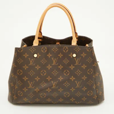 Pre-owned Louis Vuitton Monogram Canvas Montaigne Mm Bag In Brown