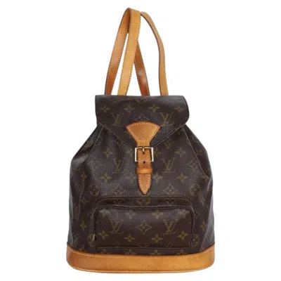 Pre-owned Louis Vuitton Monogram Canvas Montsouris Backpack Mm Brown, 1997 In Black
