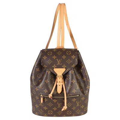 Pre-owned Louis Vuitton Monogram Canvas Montsouris Backpack Mm Nm In Brown