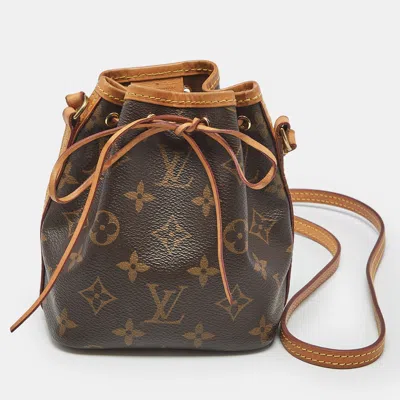 Pre-owned Louis Vuitton Monogram Canvas Nano Noe Bag In Brown