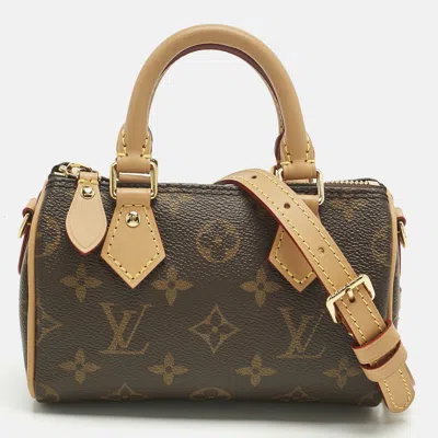 Pre-owned Louis Vuitton Monogram Canvas Nano Speedy Bag In Brown