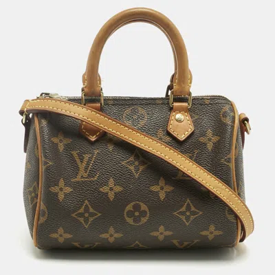 Pre-owned Louis Vuitton Monogram Canvas Nano Speedy Bag In Brown