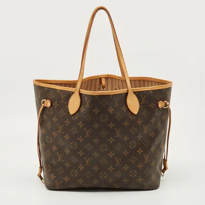 Pre-owned Louis Vuitton Monogram Canvas Neverfull Mm Bag In Brown