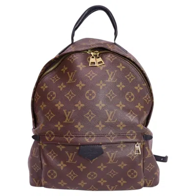 Pre-owned Louis Vuitton Monogram Canvas Palm Springs Mm Backpack In Brown
