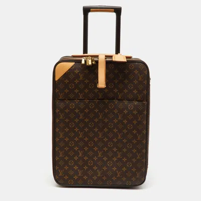 Pre-owned Louis Vuitton Monogram Canvas Pegase 50 Business Luggage In Brown