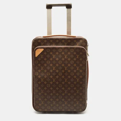 Pre-owned Louis Vuitton Monogram Canvas Pegase 55 Trolley Case In Brown